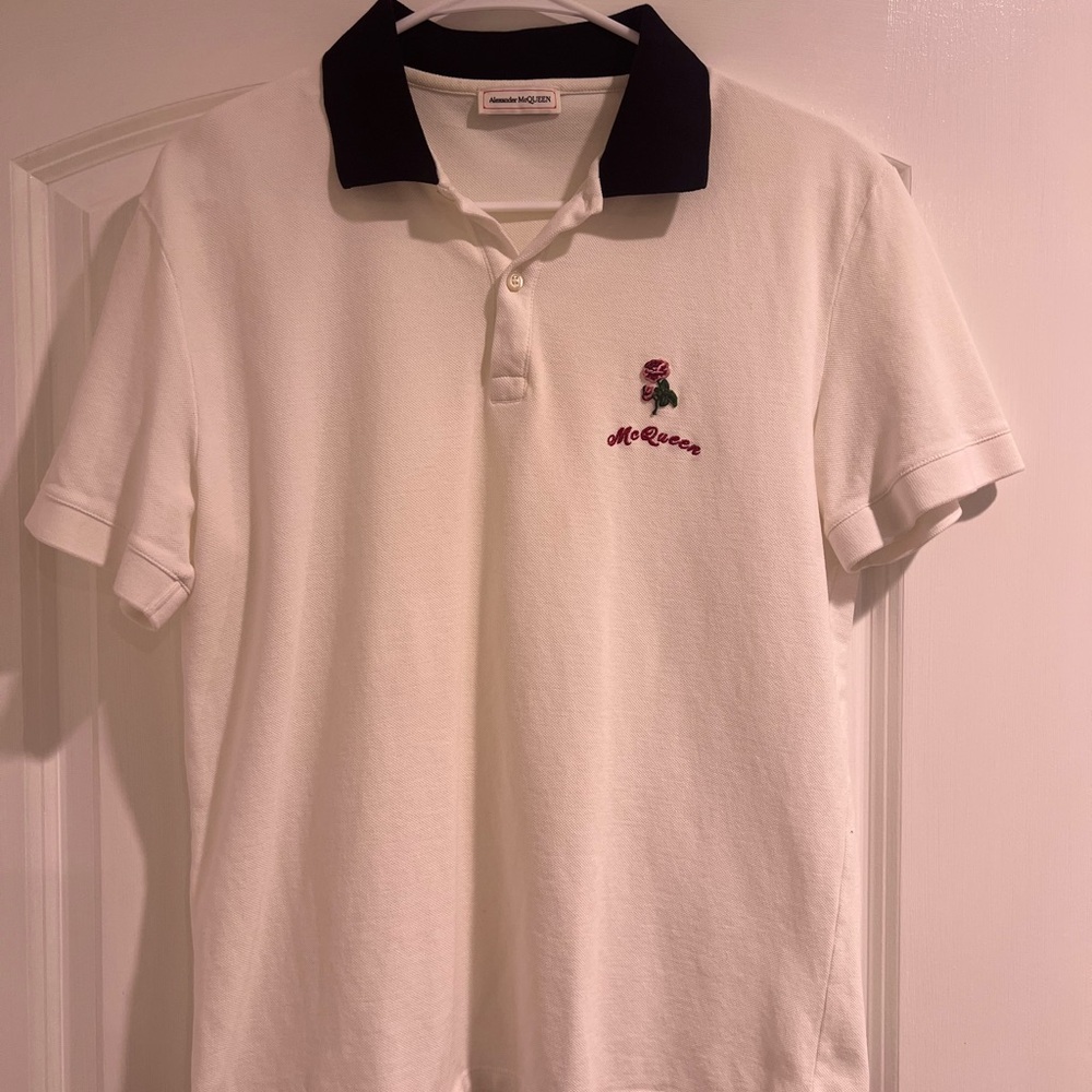 Alexander McQueen White Polo with Black Collar